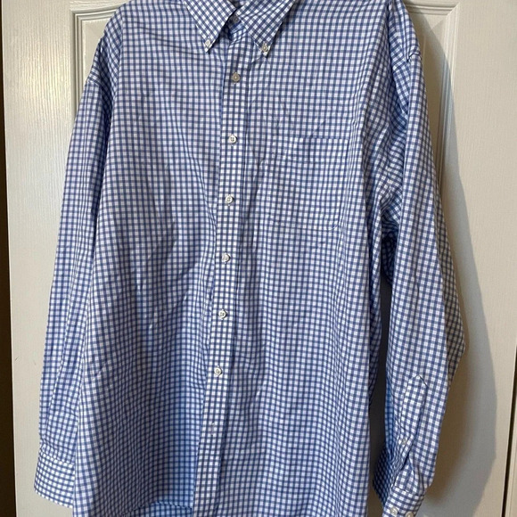 Louisiana Lodge 100% Cotton Blue Checked Wrinkle Free Button Down Size XXL - Picture 2 of 5